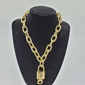 100% Auth Louis Vuitton Lock & Key with Unbranded Gold Plated Chain Necklace