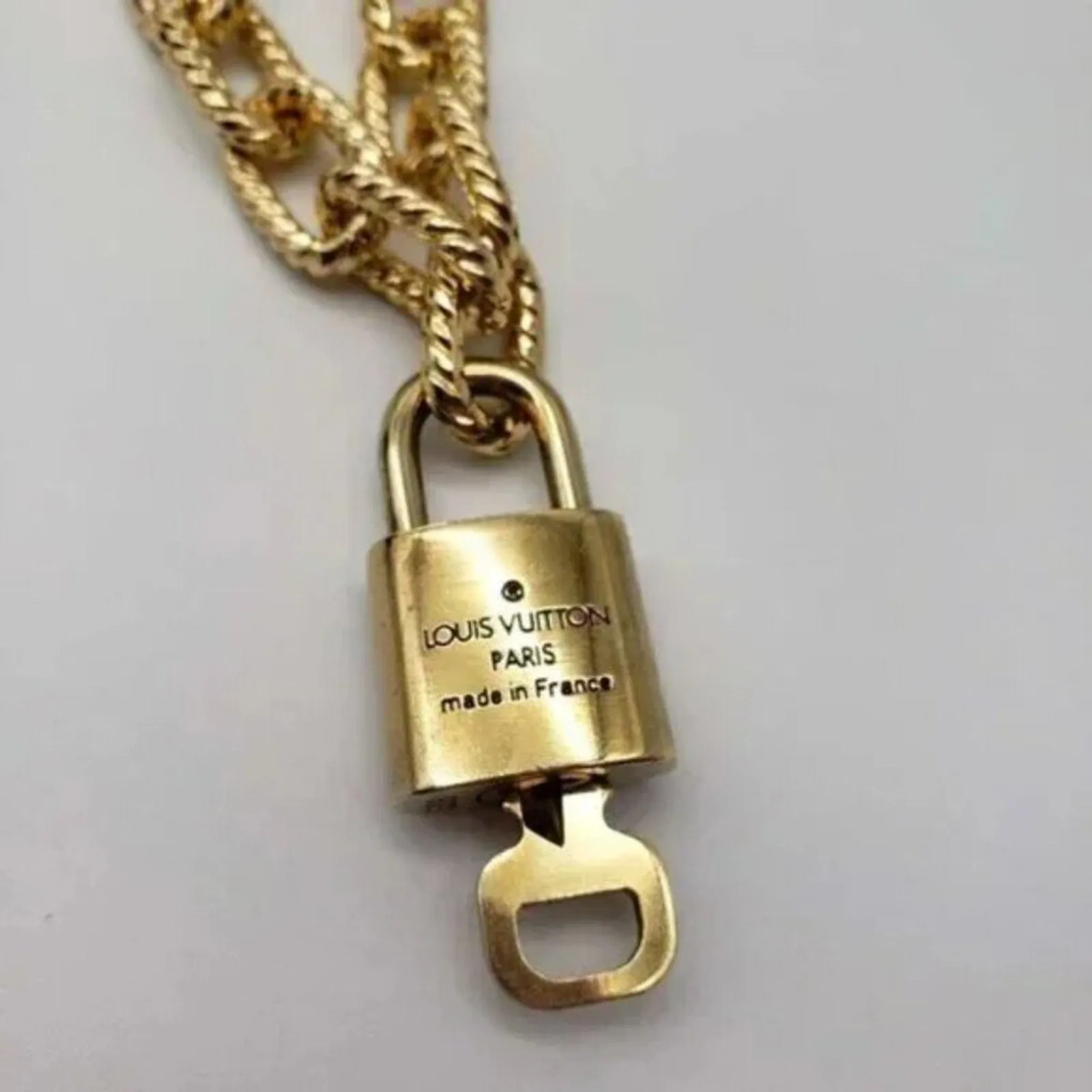 100% Auth Louis Vuitton Lock & Key with Unbranded Gold Plated Chain Necklace