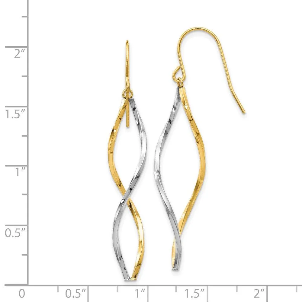 14k Two-tone Twist Dangle Earrings