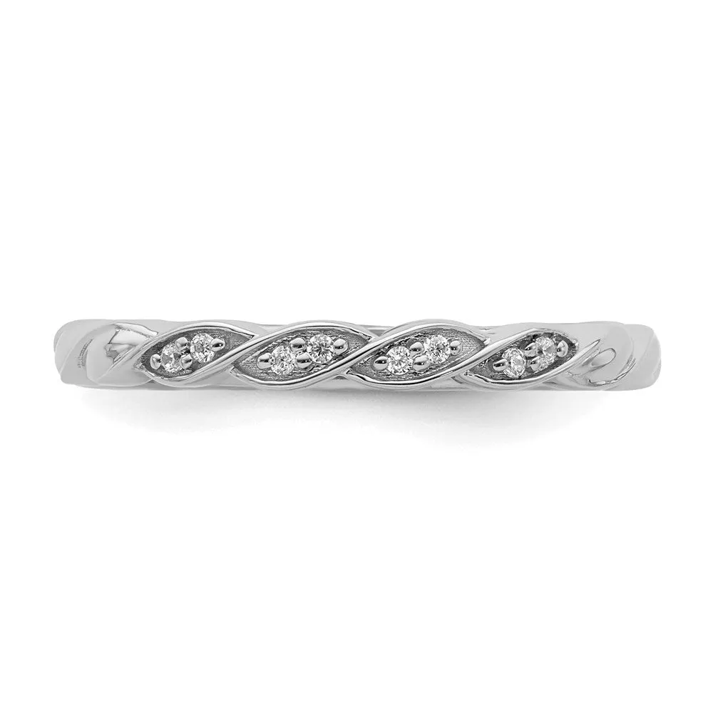 14k White Gold Stackable Expressions Diamond Twist Ring | SK2107