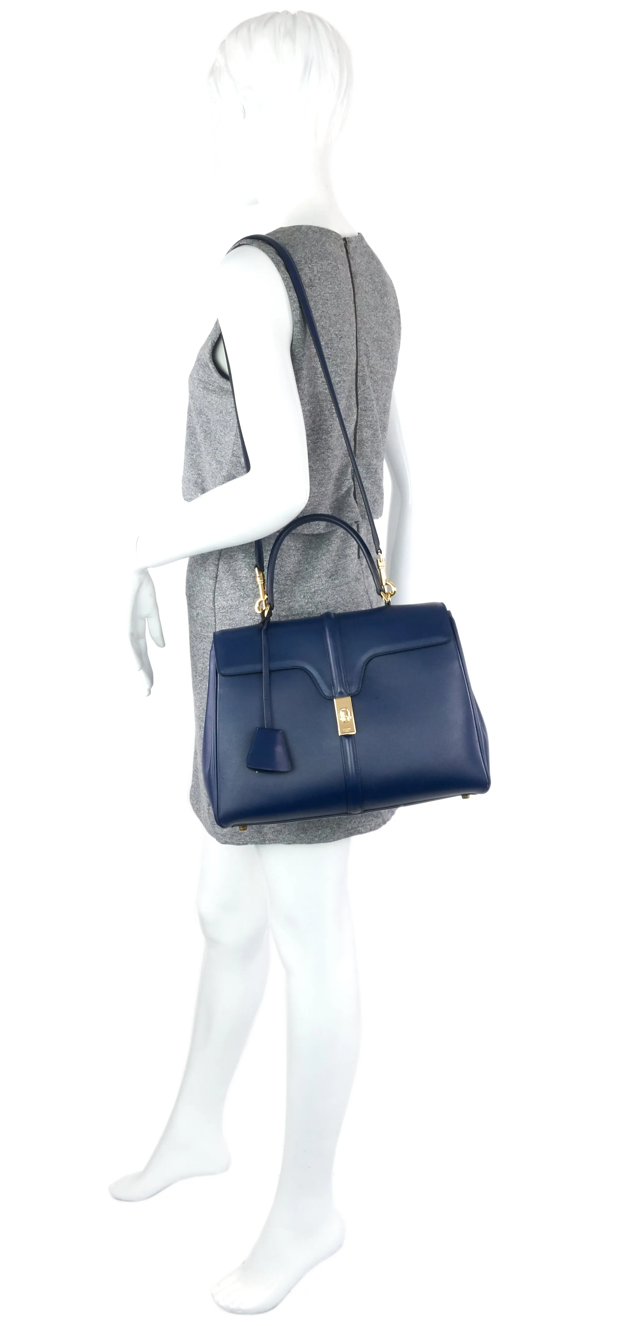 16 Medium Top Handle Satinated Calfskin Bag