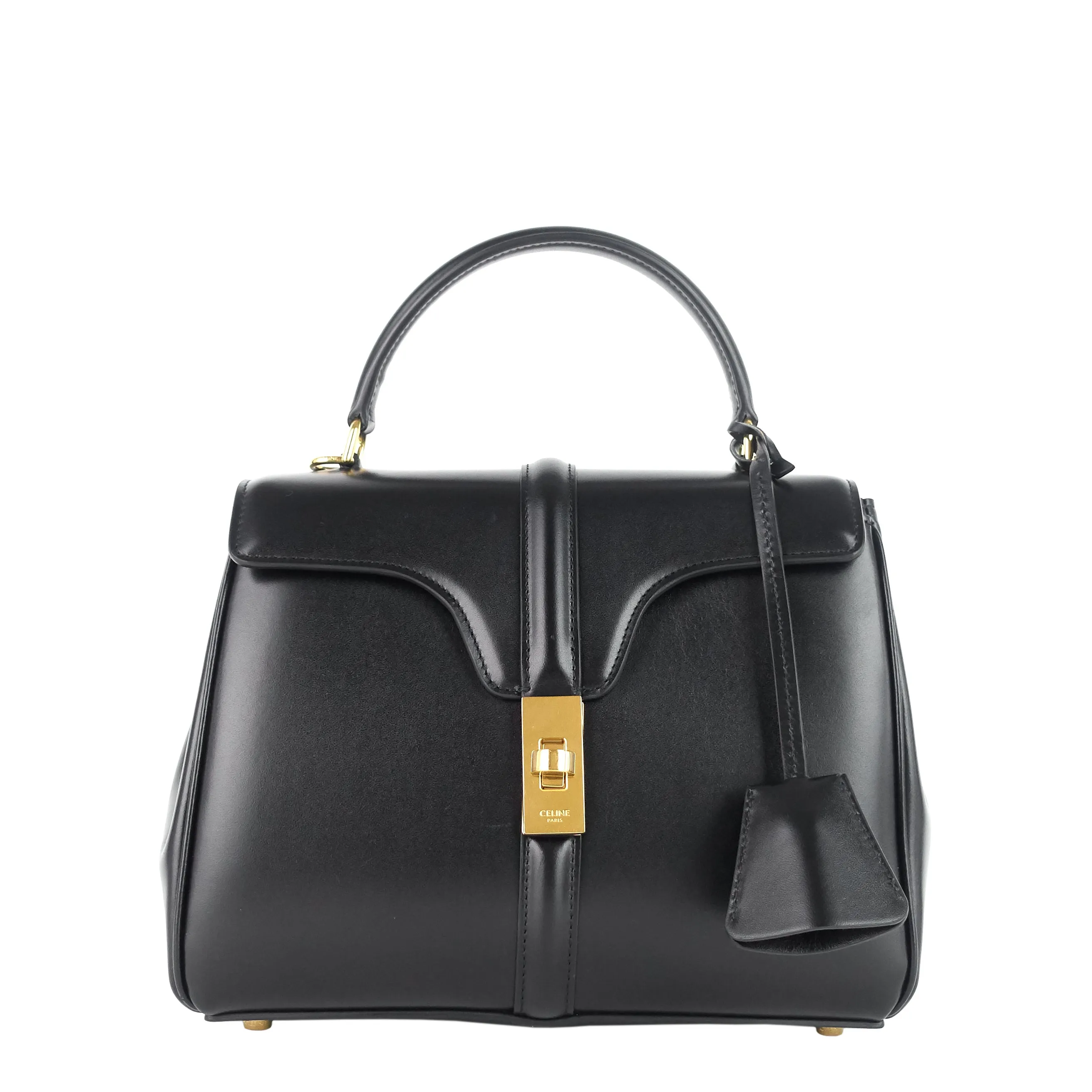 16 Top Handle Small Satinated Leather Bag