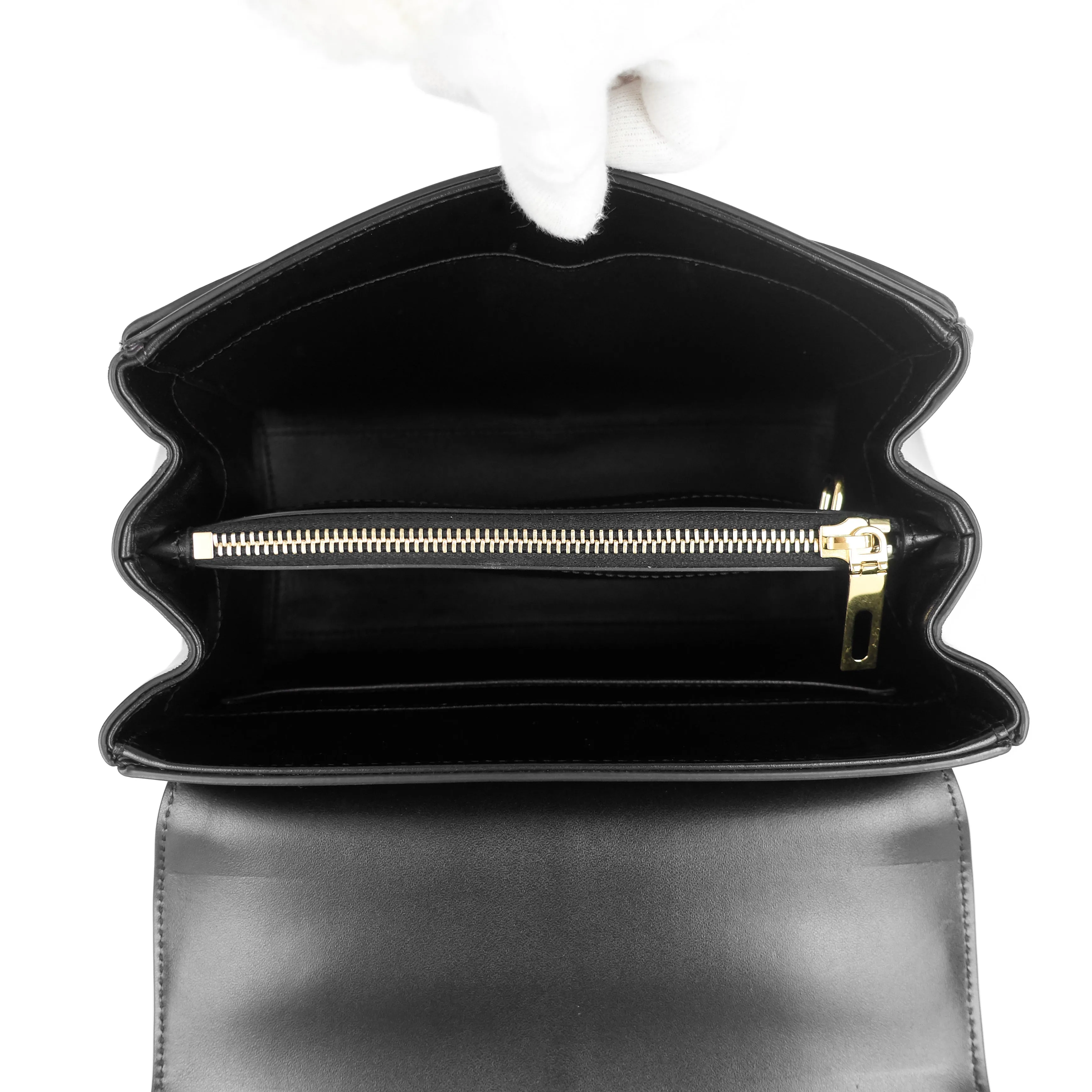 16 Top Handle Small Satinated Leather Bag