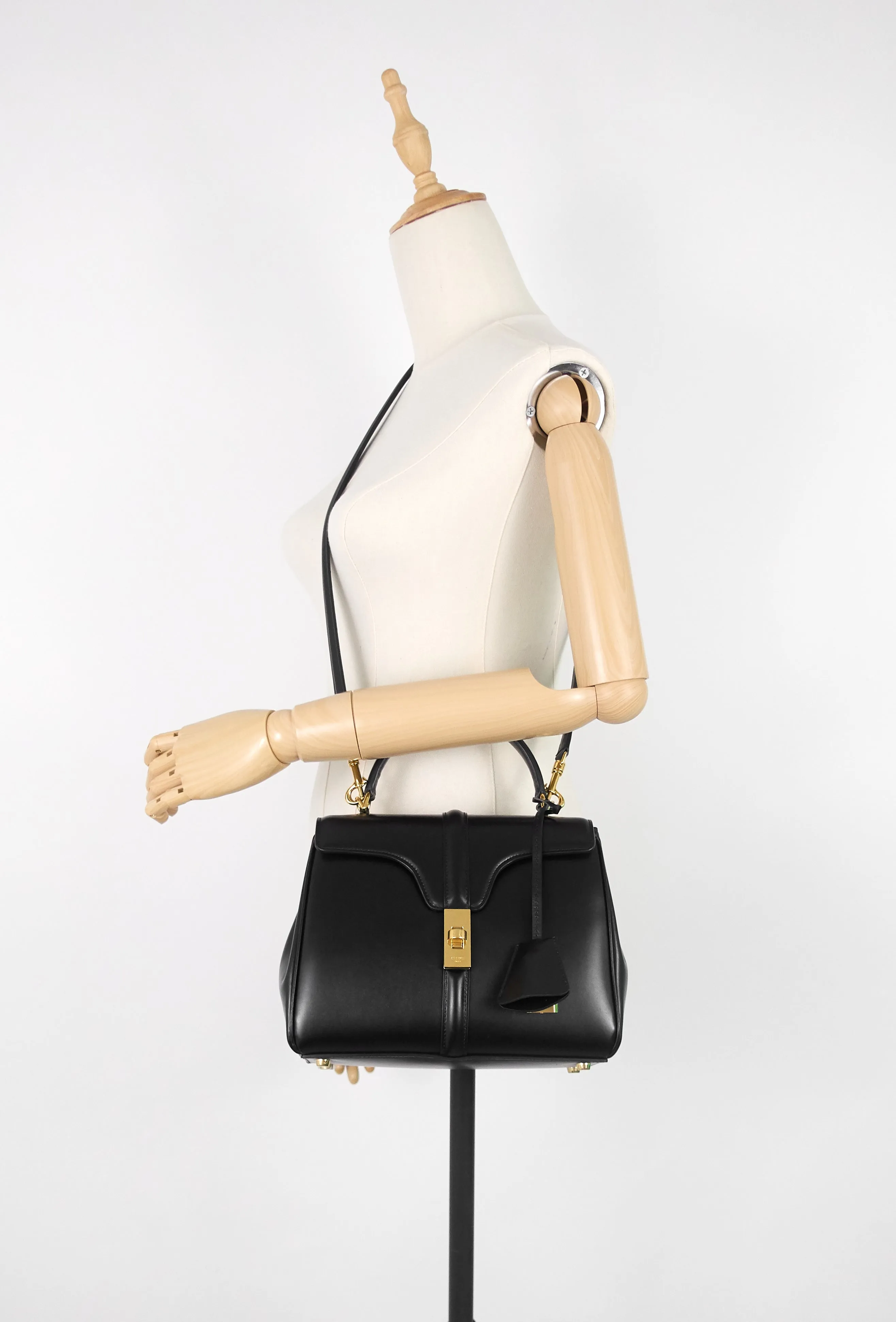 16 Top Handle Small Satinated Leather Bag