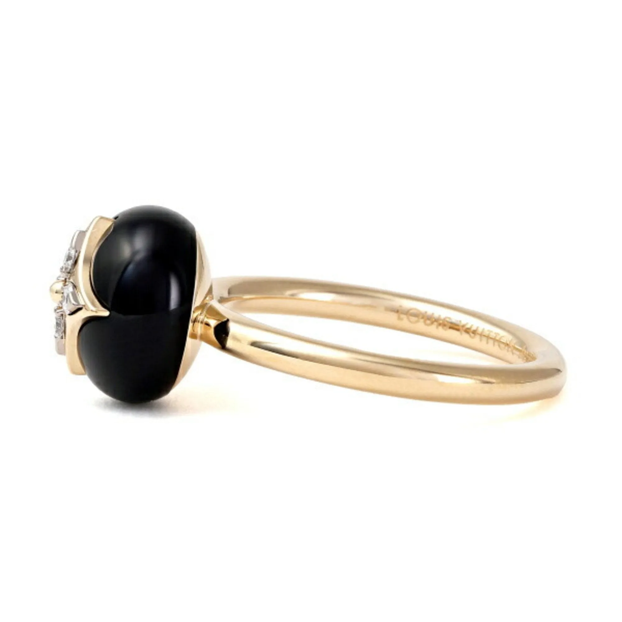 18K Gold Onyx Diamond Flower Ring
