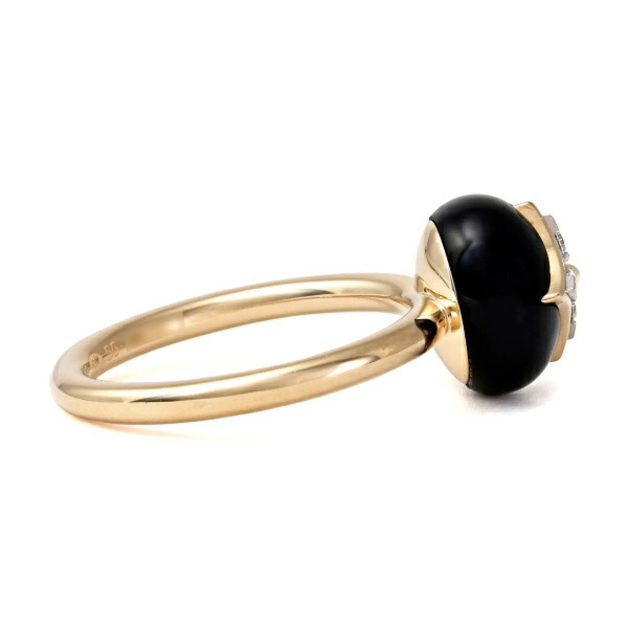 18K Gold Onyx Diamond Flower Ring