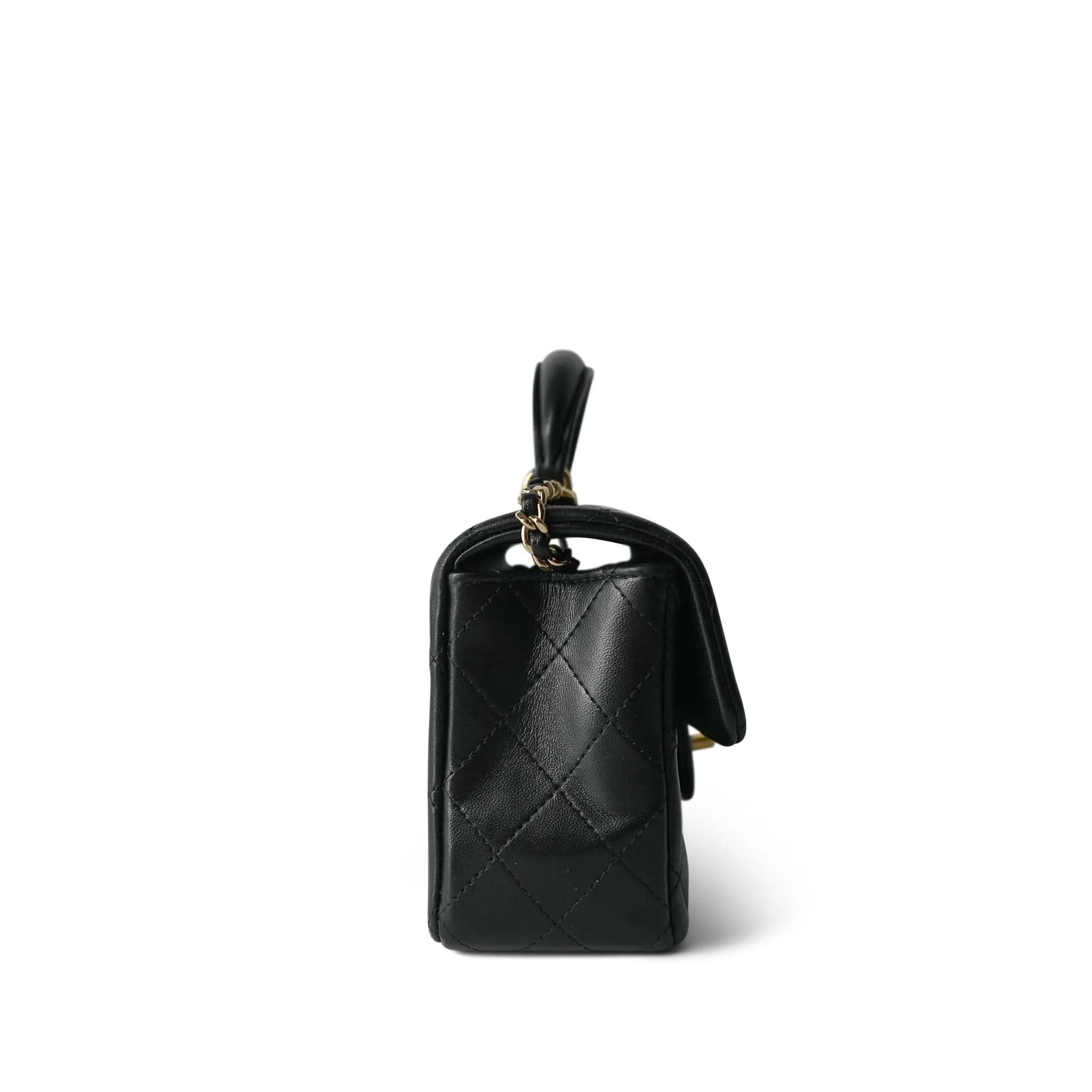 22P Black Lambskin Mini Top Handle LGHW