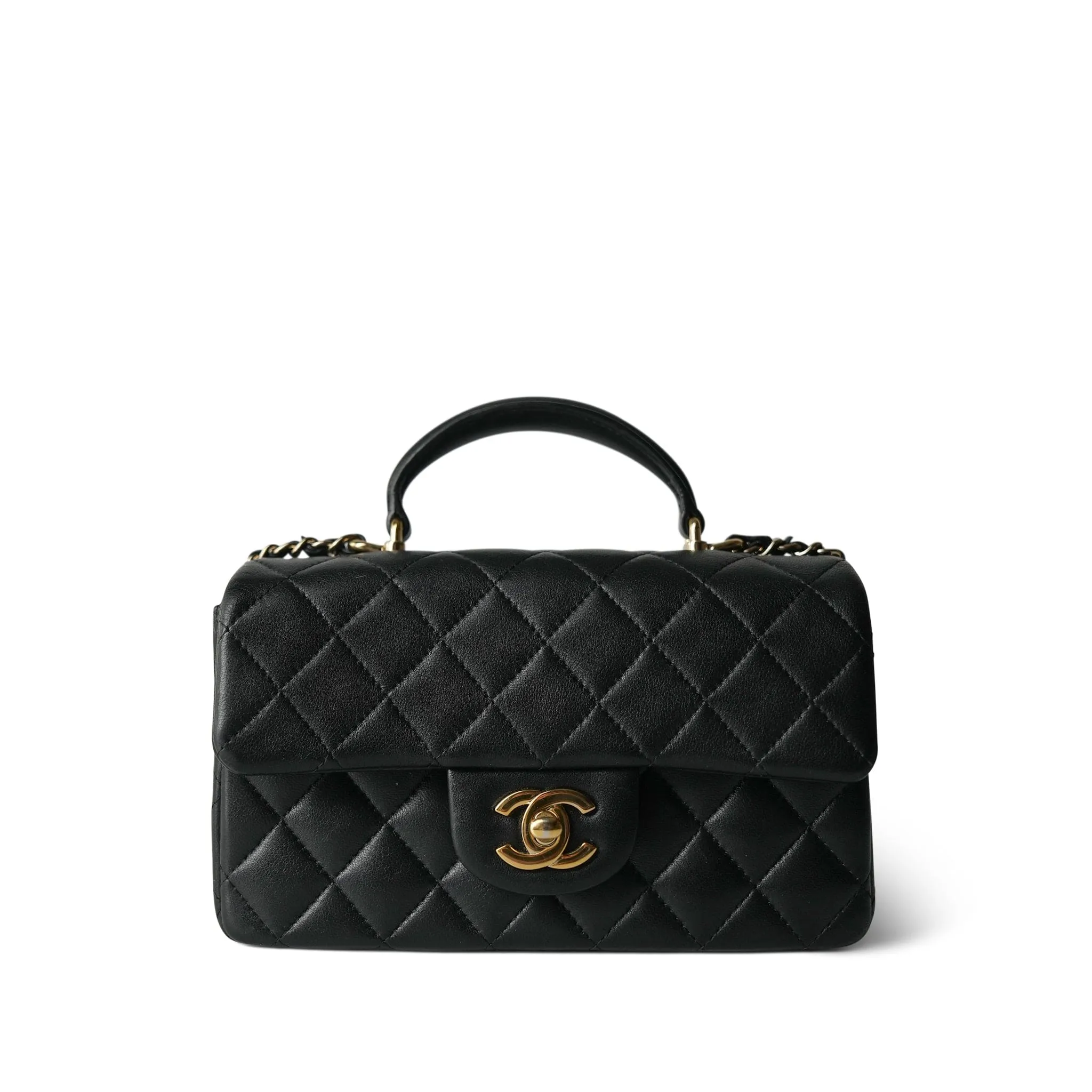 22P Black Lambskin Mini Top Handle LGHW