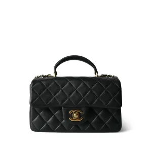 22P Black Lambskin Mini Top Handle LGHW