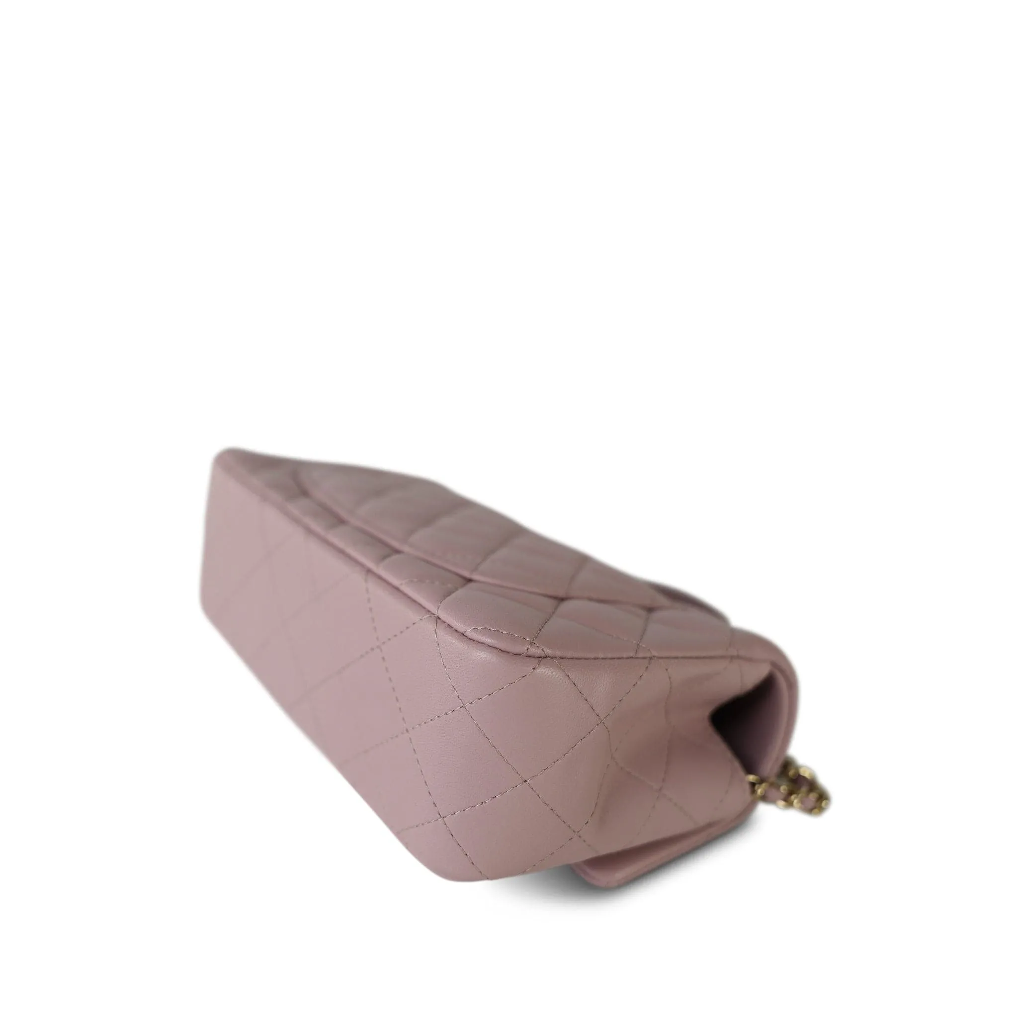24P Light Pink Lambskin Quilted Mini Top Handle LGHW