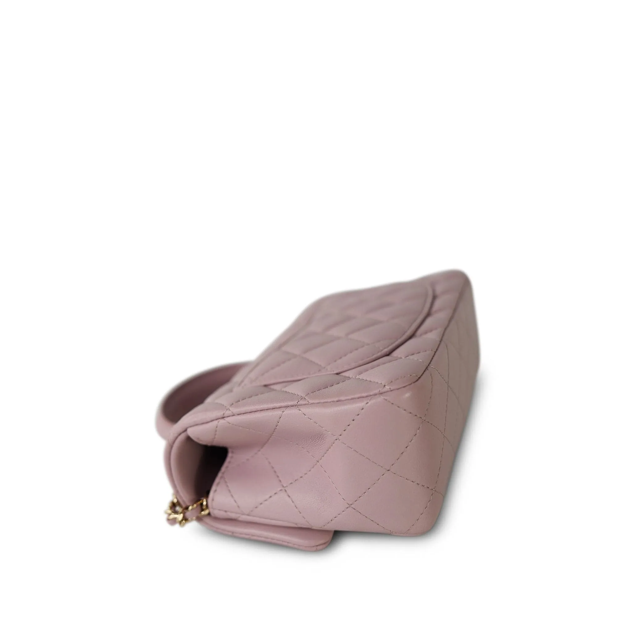 24P Light Pink Lambskin Quilted Mini Top Handle LGHW