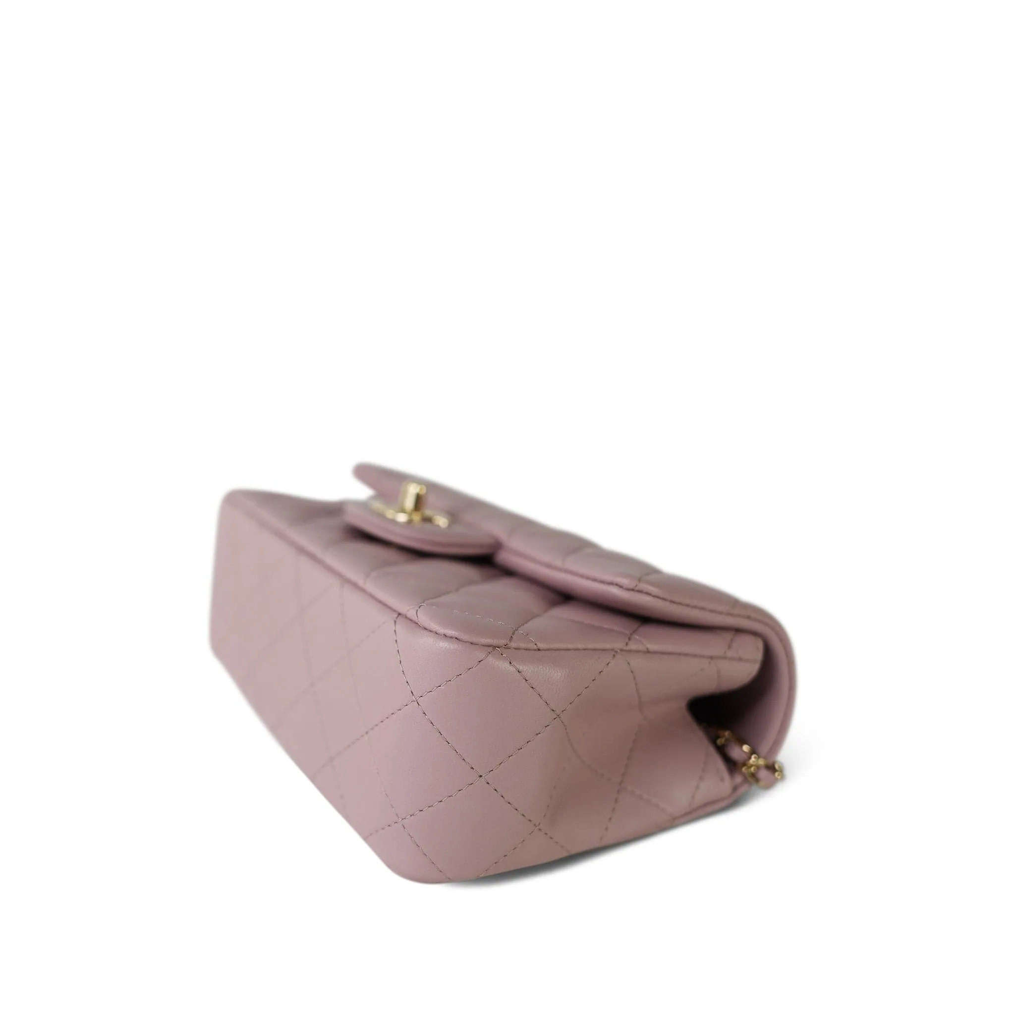 24P Light Pink Lambskin Quilted Mini Top Handle LGHW