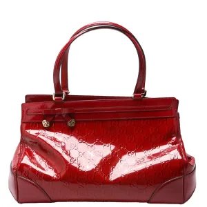 257612 Patent Guccissima Mayfair Tote Medium Red