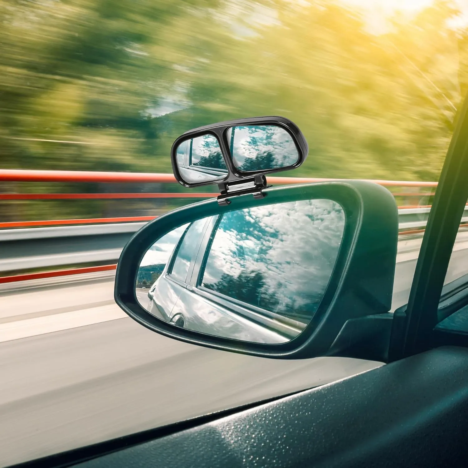 3R027 360 Degree Wide Angle Adjustable Double View Convex Curvature Blind Spot And Parking Mirror Left Side Mount