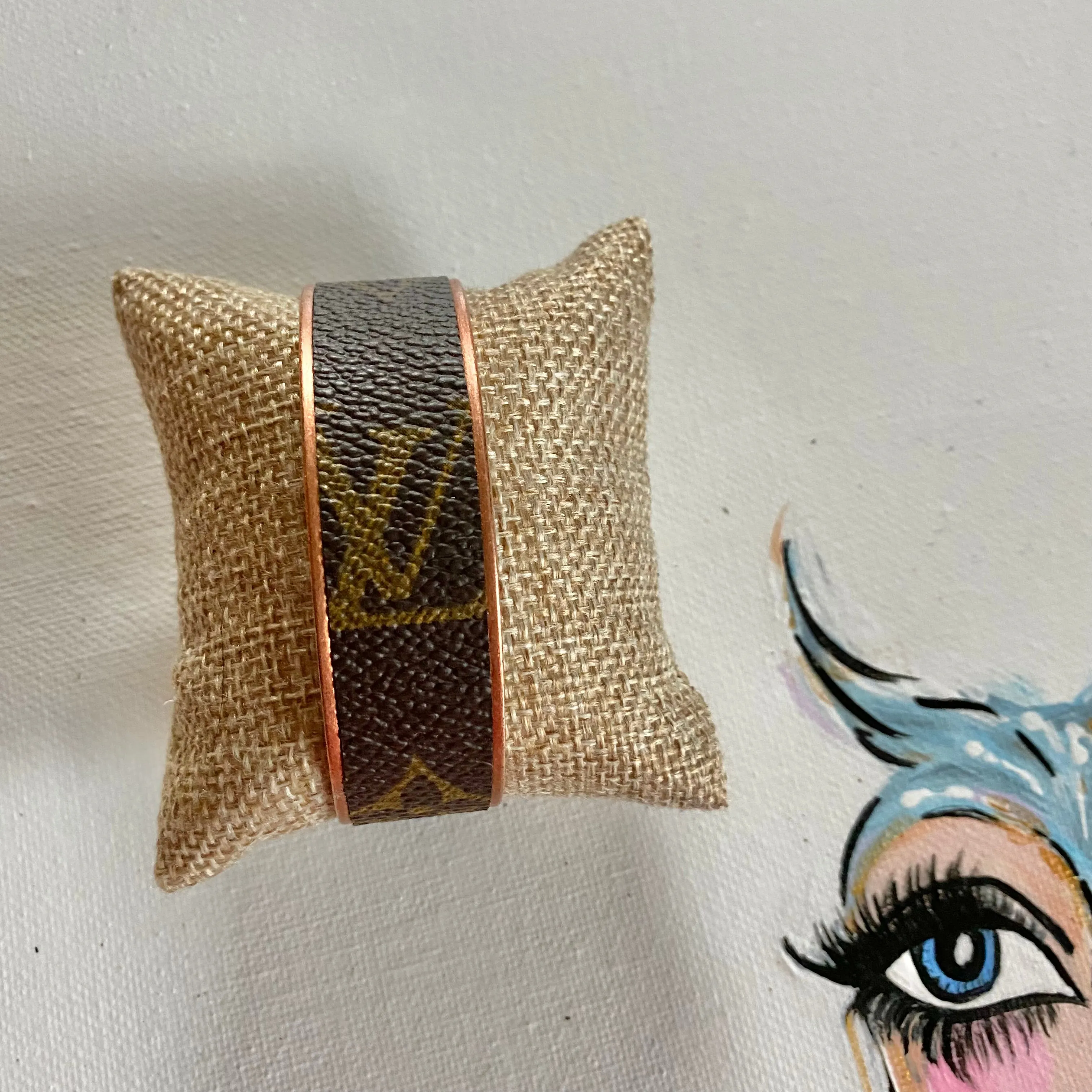 Adjustable Bracelet Cuff in Upcycled LV Monogram