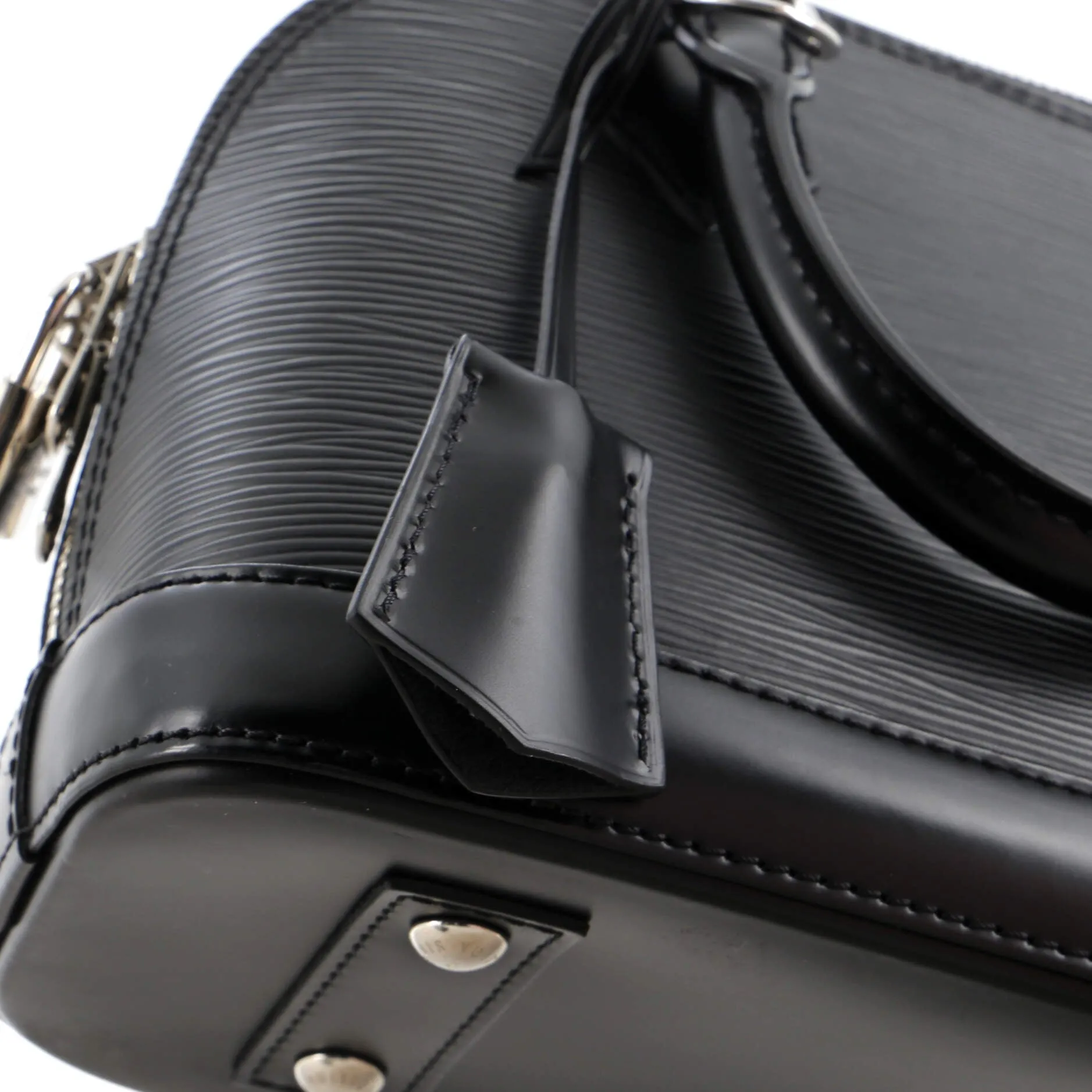 Alma Handbag Epi Leather with Logo Jacquard Strap BB