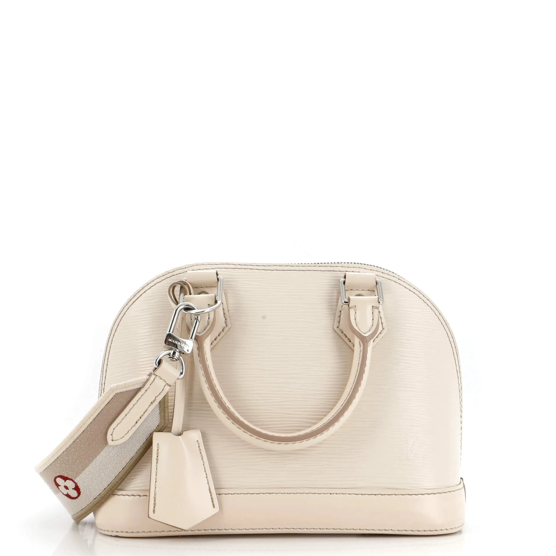 Alma Handbag Epi Leather with Logo Jacquard Strap BB