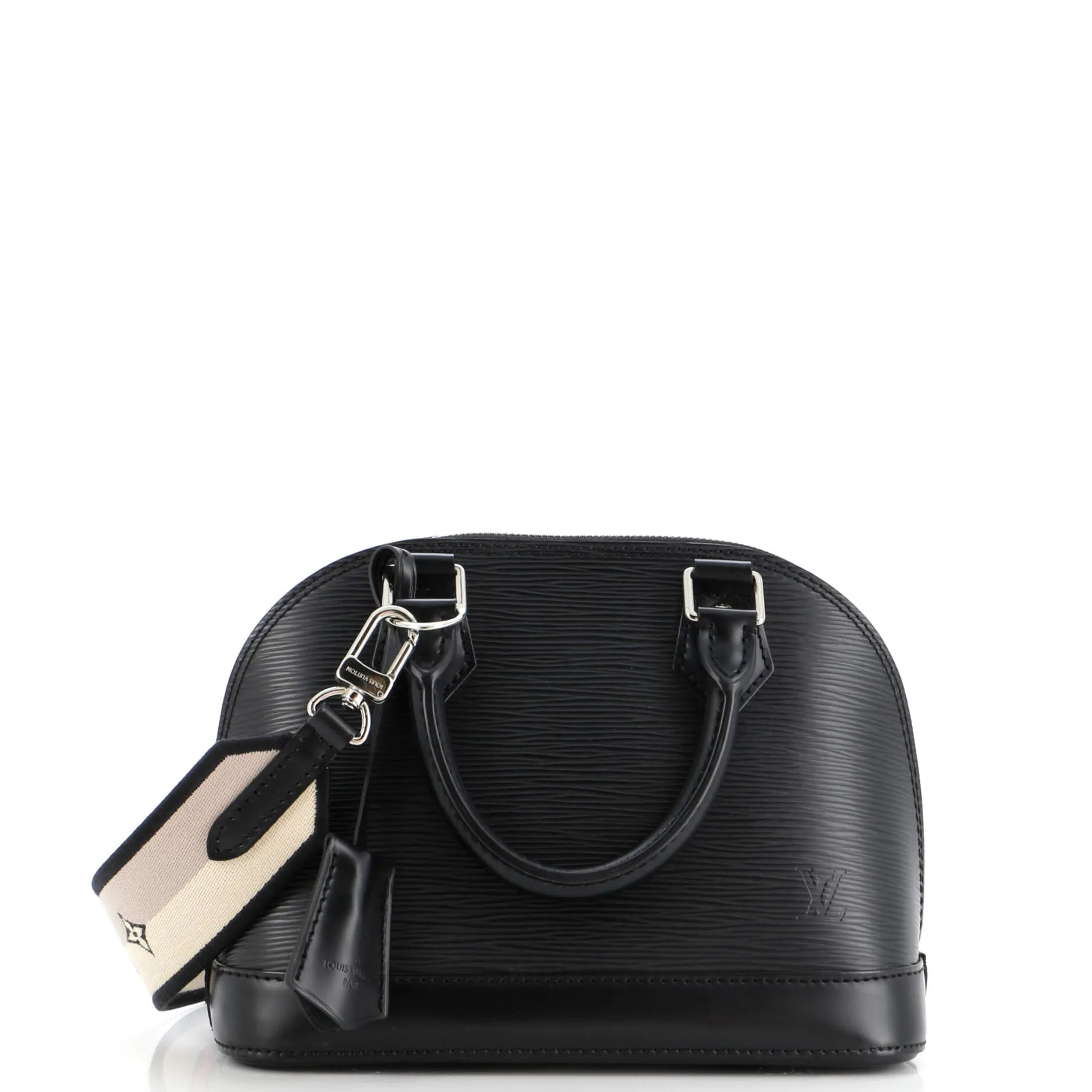 Alma Handbag Epi Leather with Logo Jacquard Strap BB