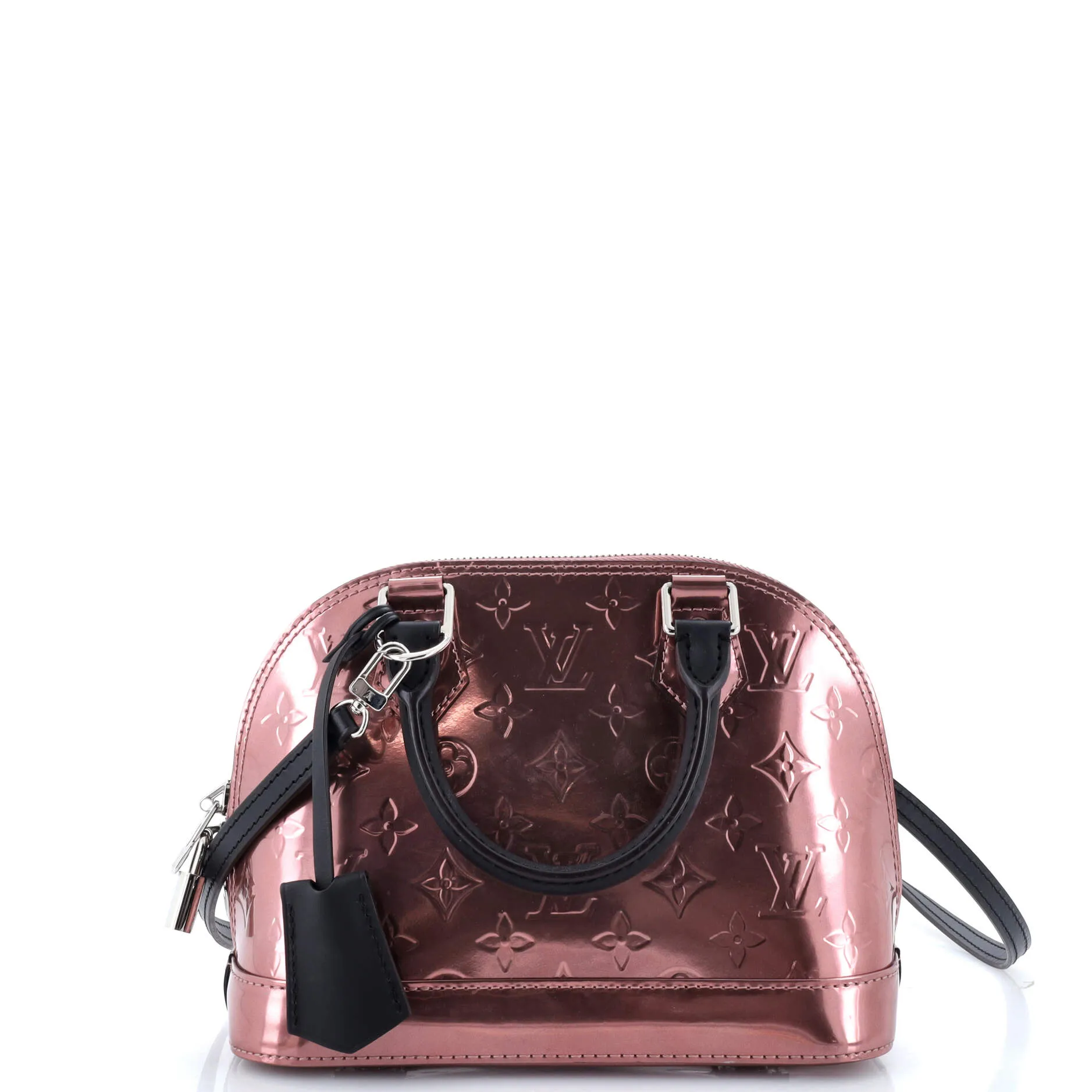 Alma Handbag Metallic Monogram Vernis with Leather BB