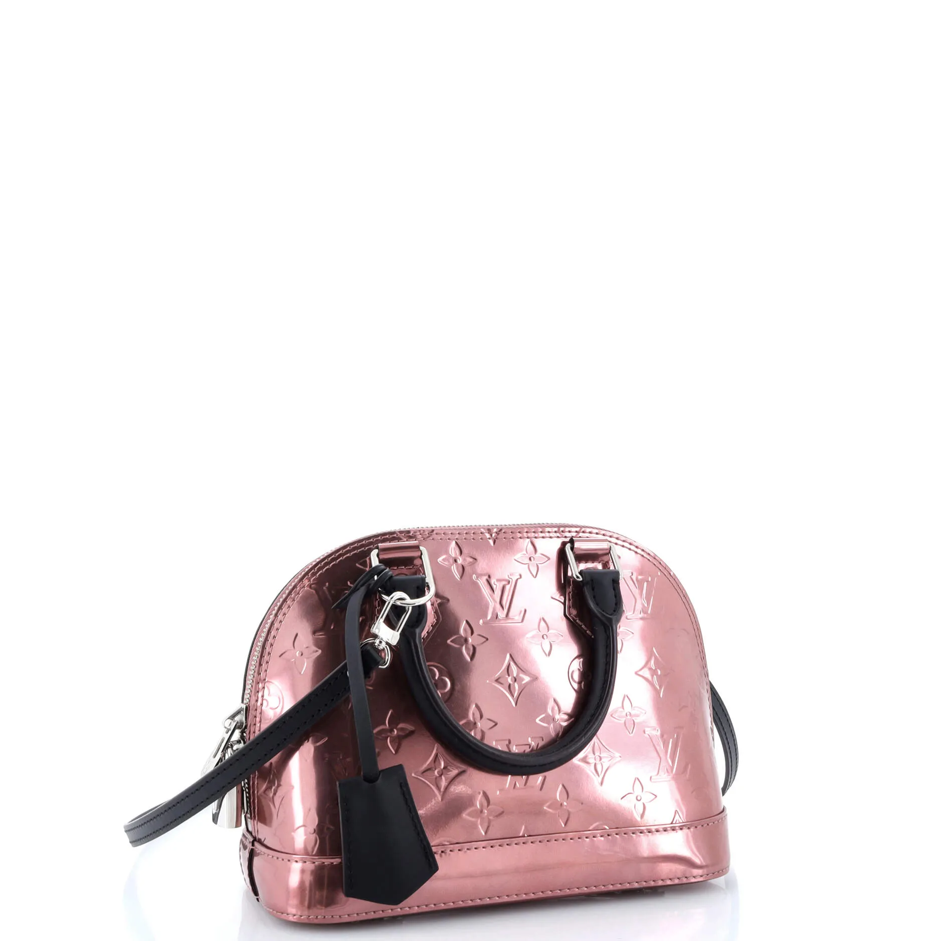 Alma Handbag Metallic Monogram Vernis with Leather BB