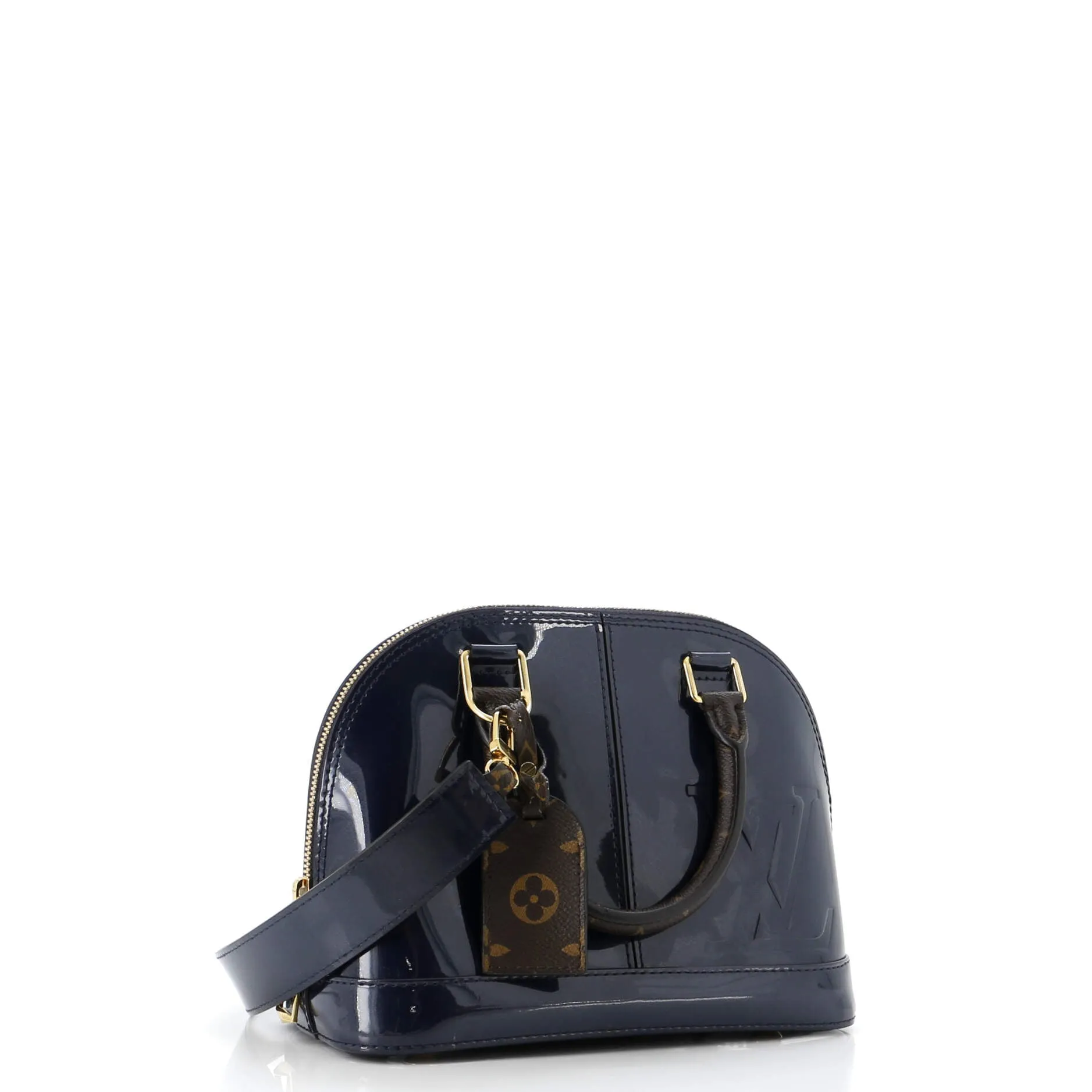 Alma Handbag Vernis with Monogram Canvas BB