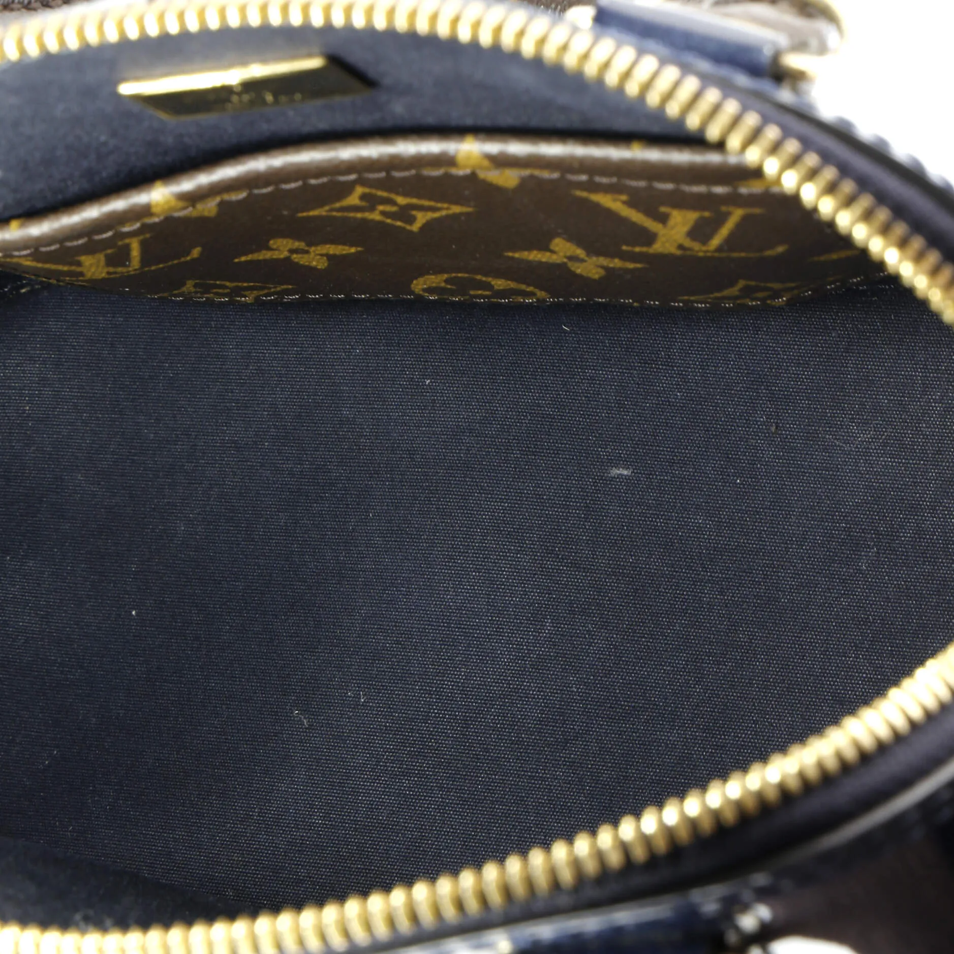 Alma Handbag Vernis with Monogram Canvas BB