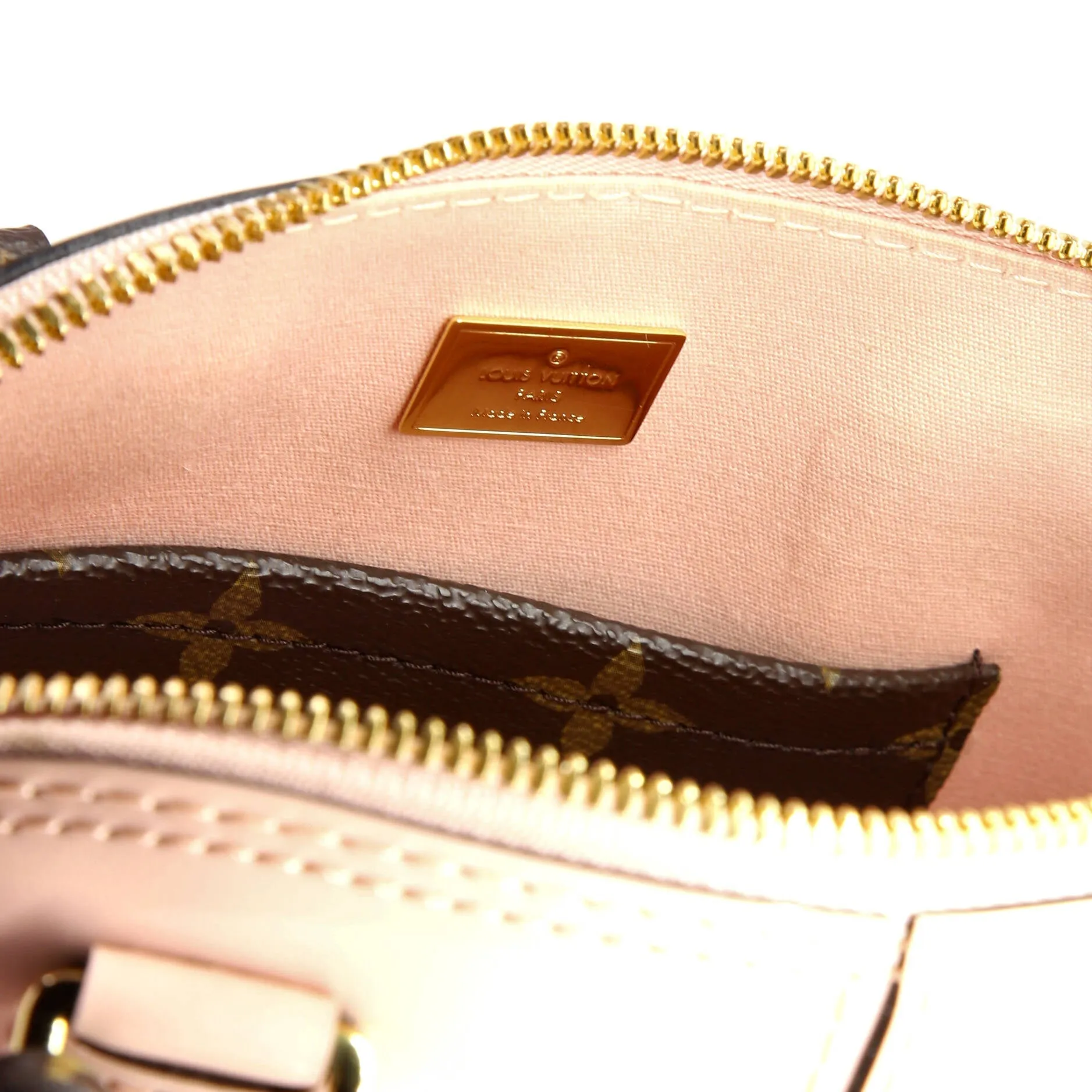 Alma Handbag Vernis with Monogram Canvas BB