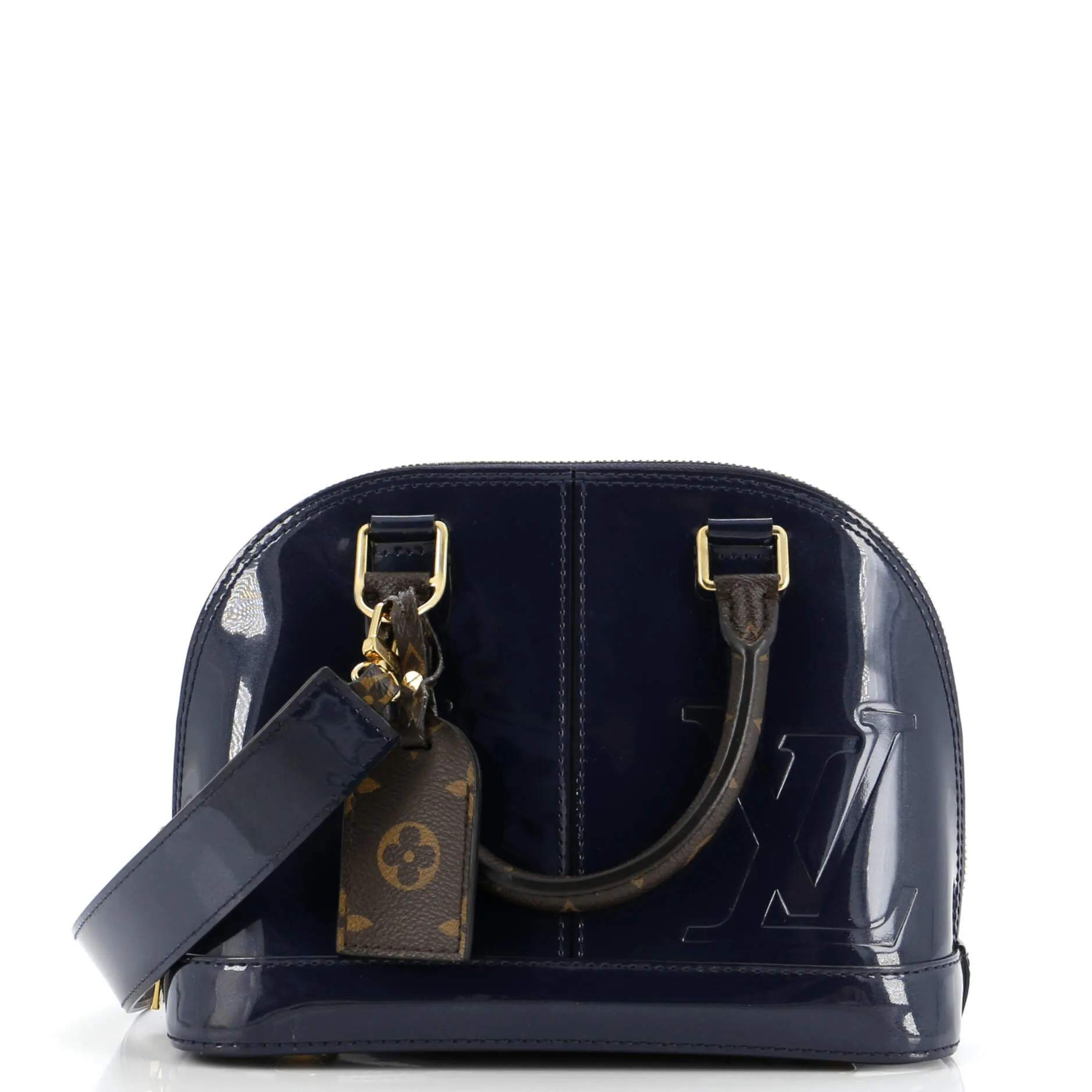 Alma Handbag Vernis with Monogram Canvas BB