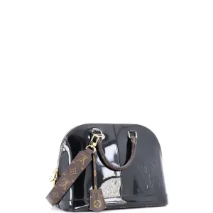 Alma Handbag Vernis with Monogram Canvas PM
