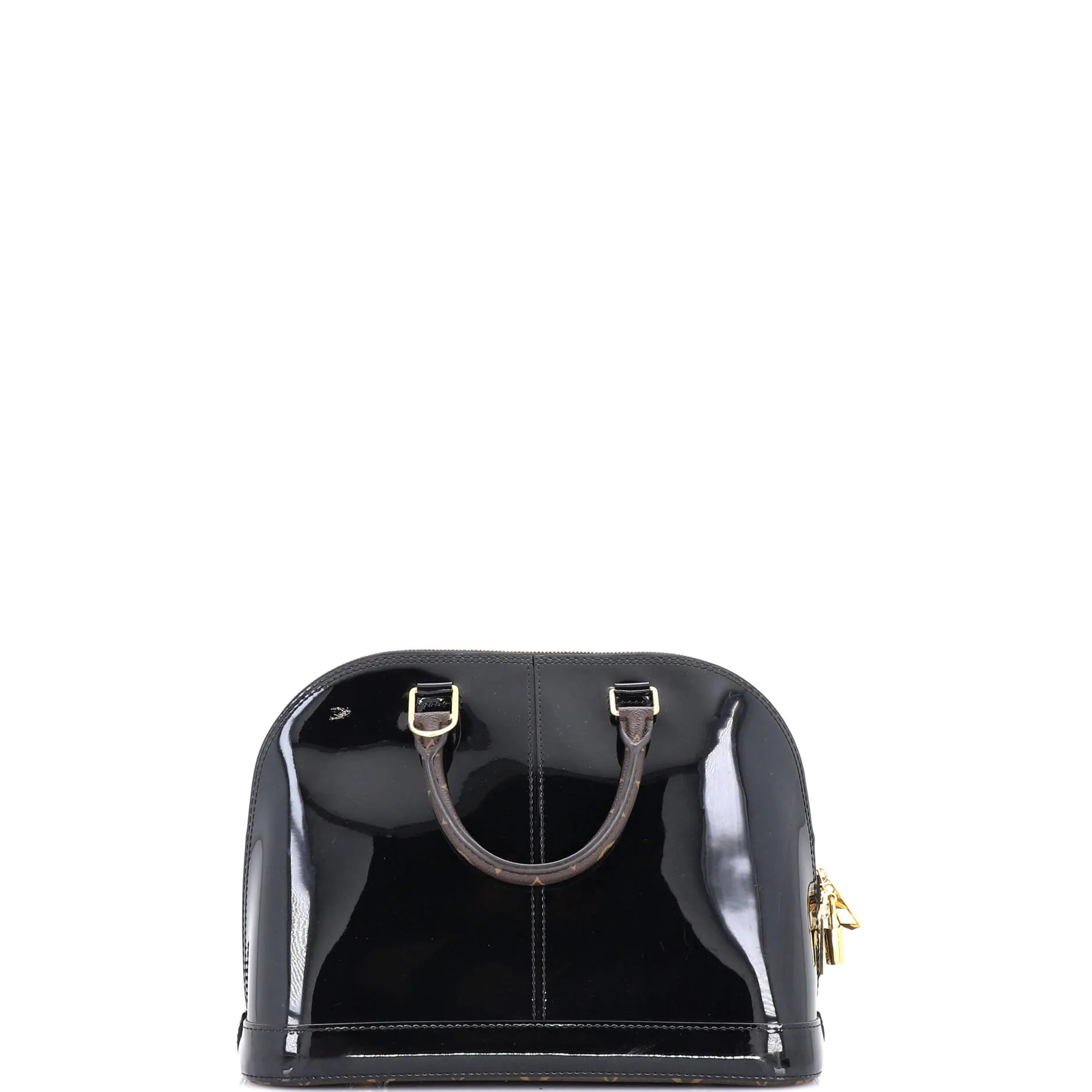 Alma Handbag Vernis with Monogram Canvas PM