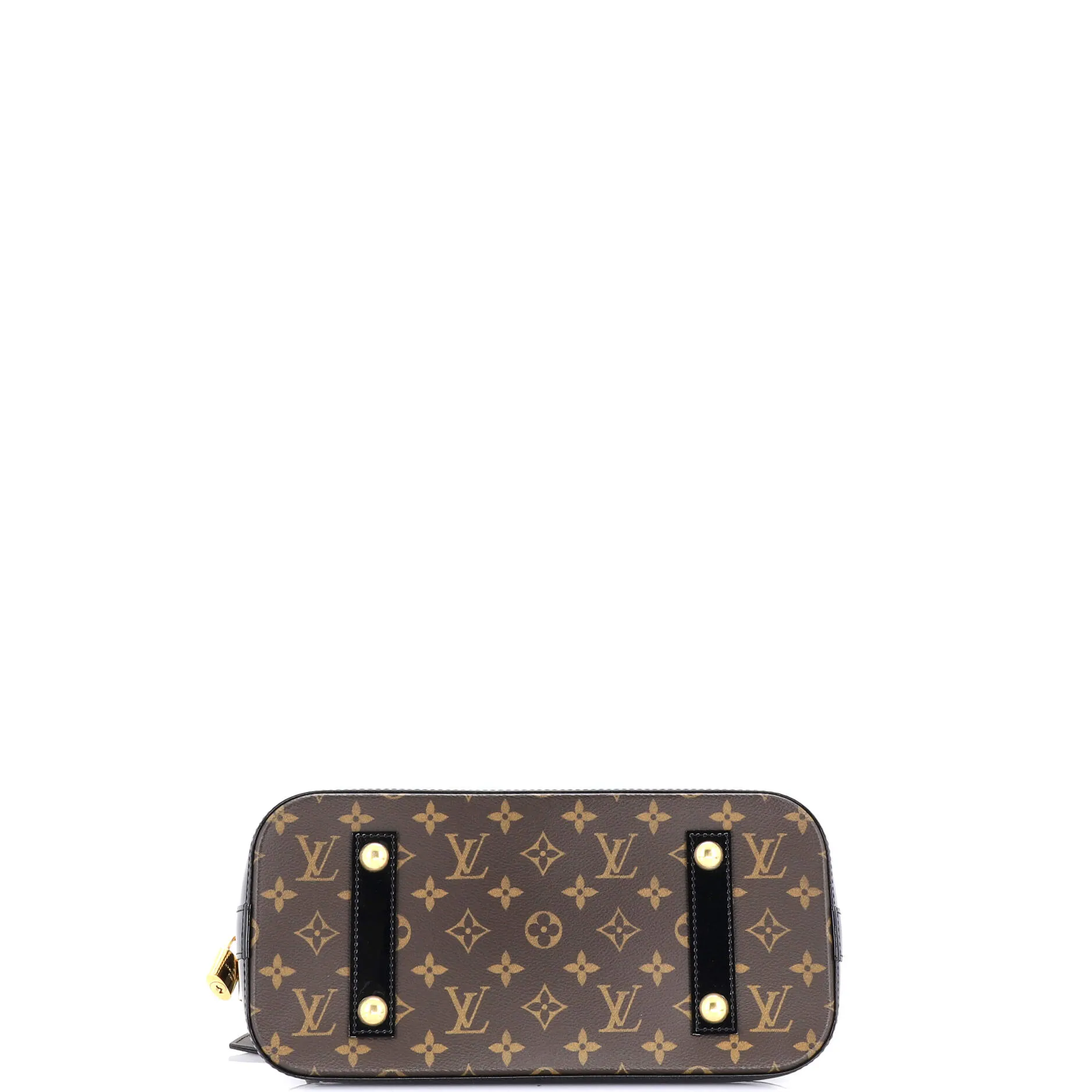 Alma Handbag Vernis with Monogram Canvas PM