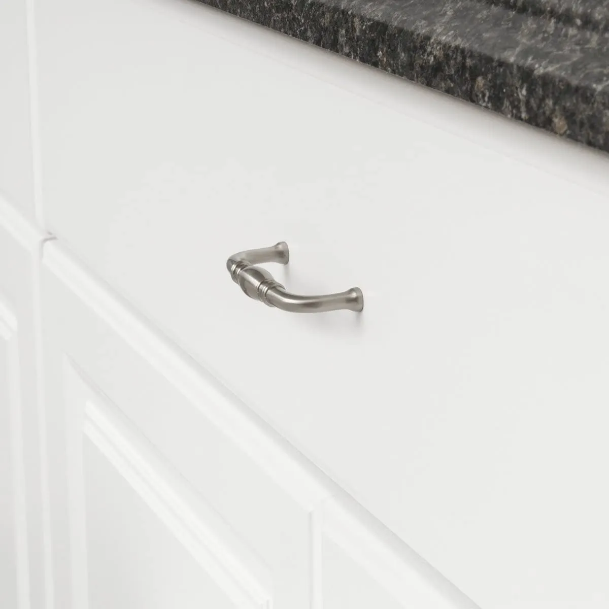 AmazonBasics Traditional Cabinet Handle 3.71 Length 3 Hole Center Satin Nickel 10-Pack