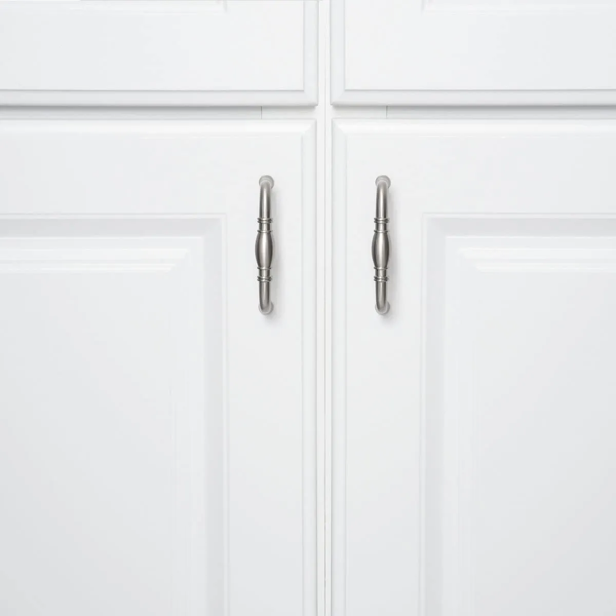 AmazonBasics Traditional Cabinet Handle 3.71 Length 3 Hole Center Satin Nickel 10-Pack