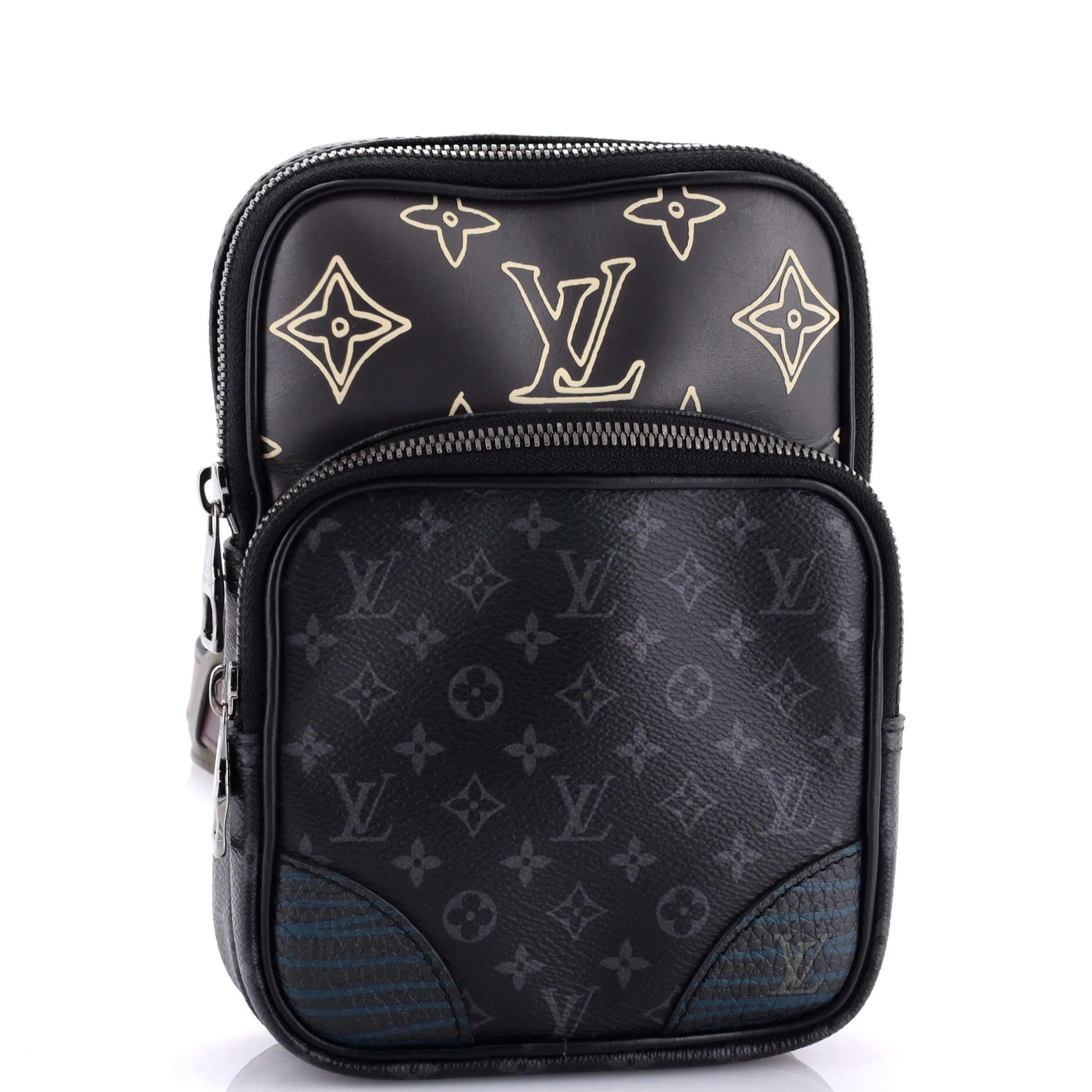 Amazone Sling Bag Patchwork Monogram Eclipse Canvas and Printed Leather