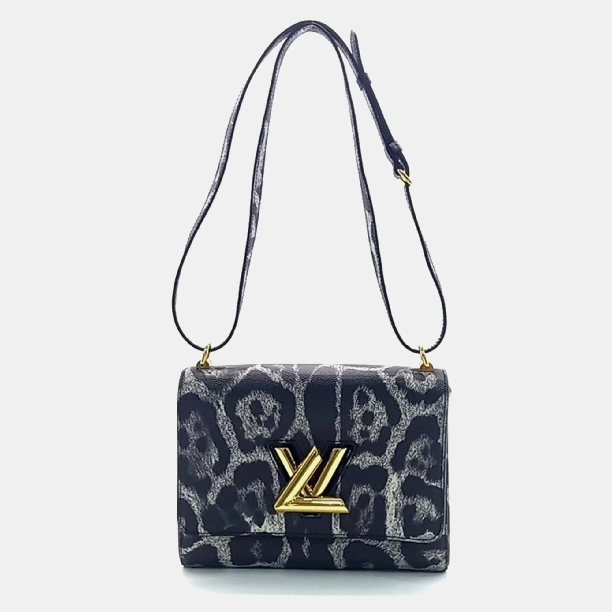 Animal Print Leather Twist MM Shoulder Bag