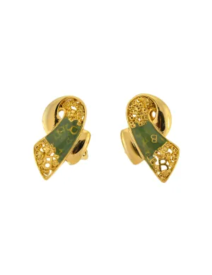 Balenciaga Vintage Seafoam Enamel Gold Twist Earrings