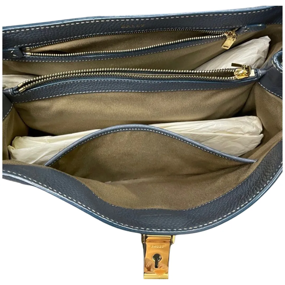 BALLY Layka Top Handle Leather Bag, Blue