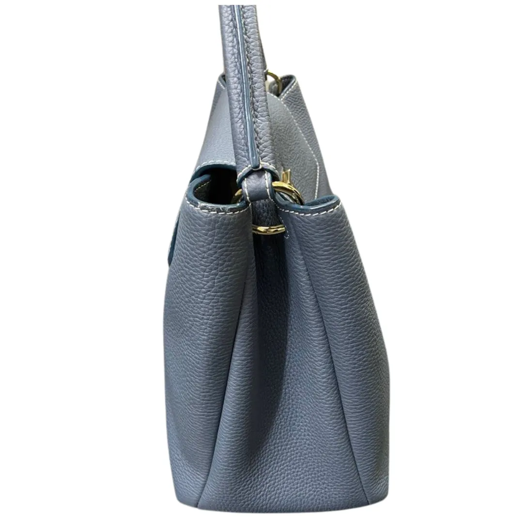 BALLY Layka Top Handle Leather Bag, Blue