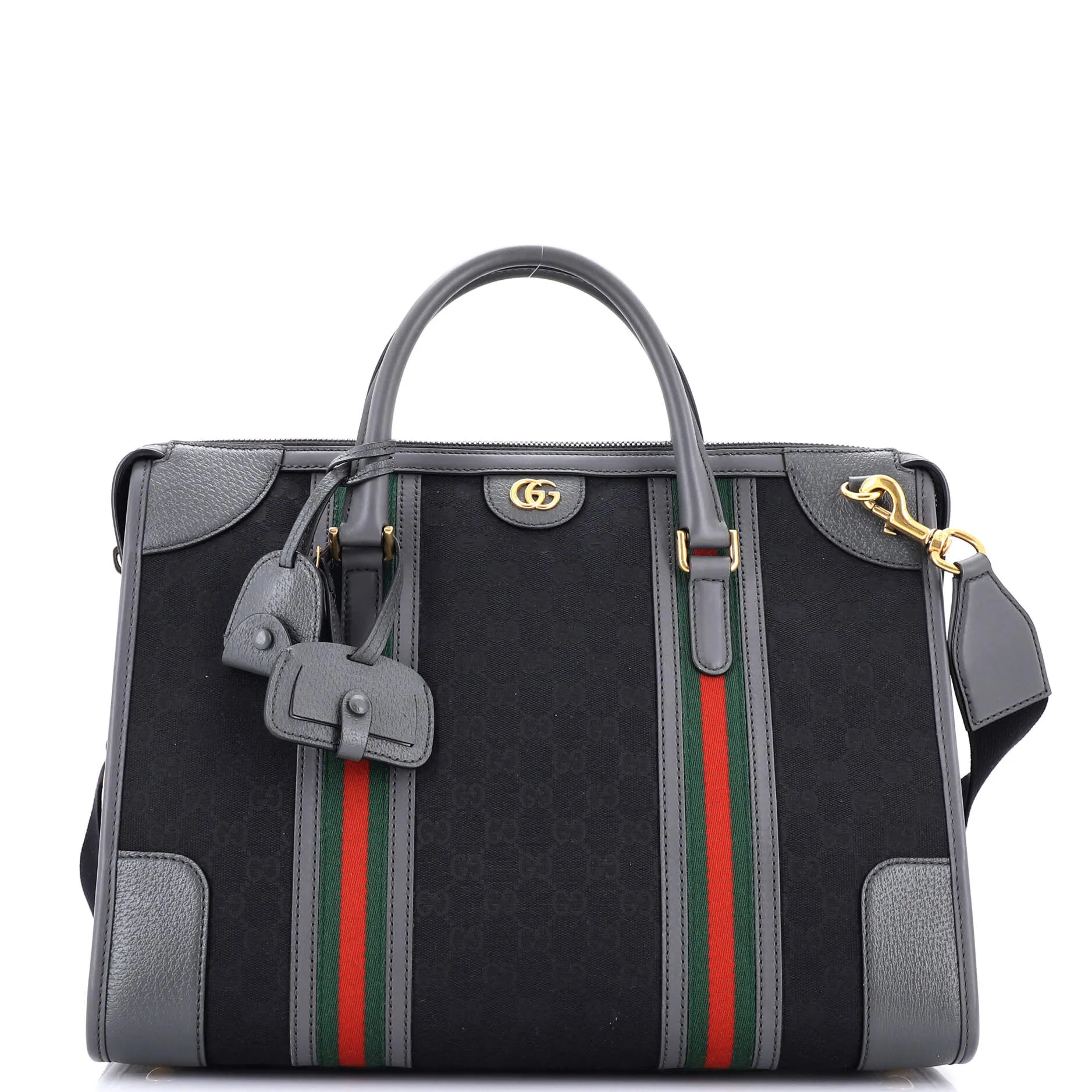 Bauletto Top Handle Bag GG Canvas and Leather Large