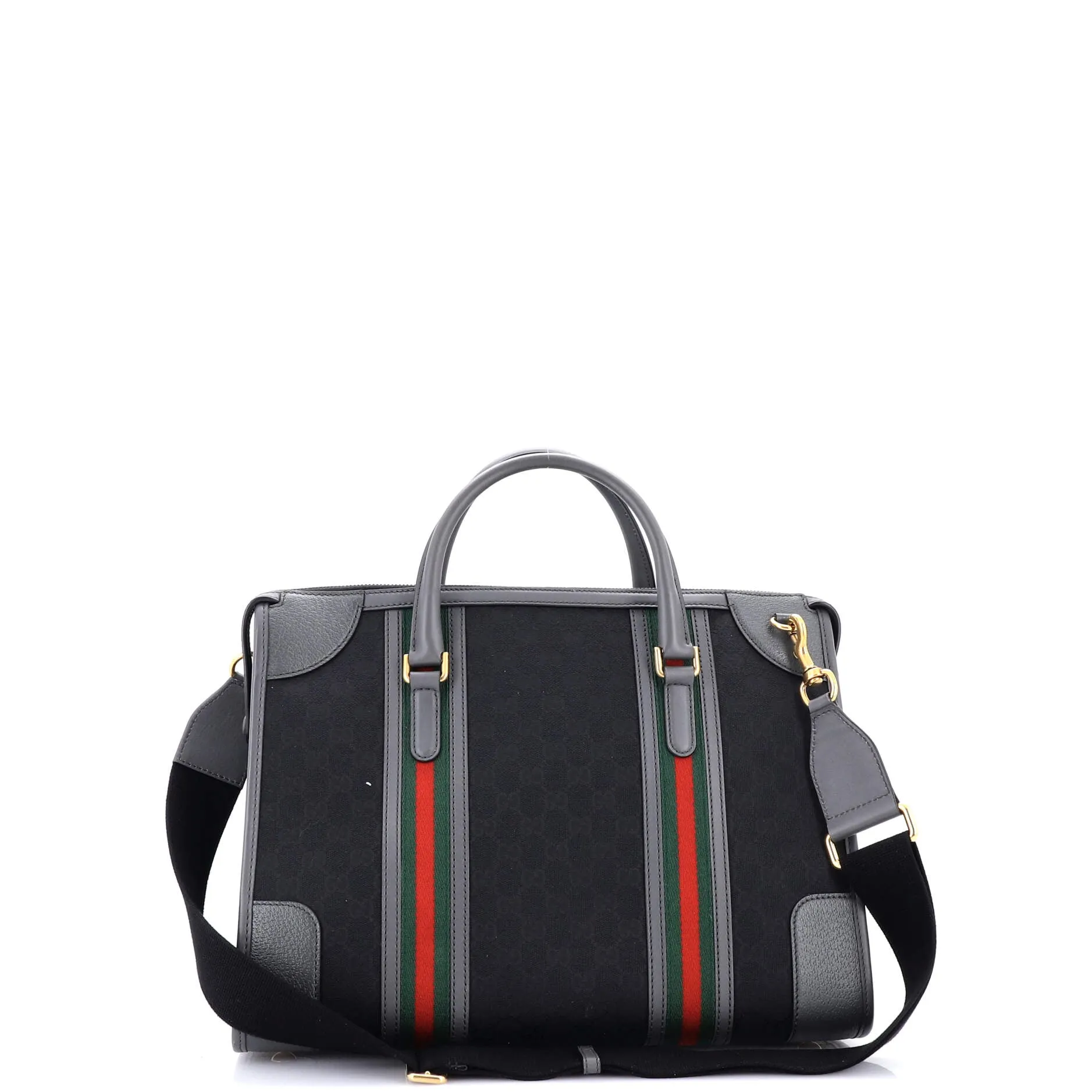 Bauletto Top Handle Bag GG Canvas and Leather Large