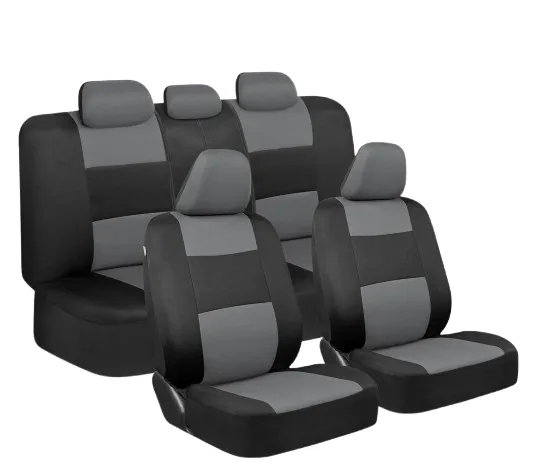 BDK PolyPro Car Seat Covers Full Set in Gray on Black  Front and Rear Split Bench Car Seat Cover, Easy to Install, Interior Covers for Auto Truck Van SUV