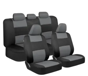 BDK PolyPro Car Seat Covers Full Set in Gray on Black  Front and Rear Split Bench Car Seat Cover, Easy to Install, Interior Covers for Auto Truck Van SUV