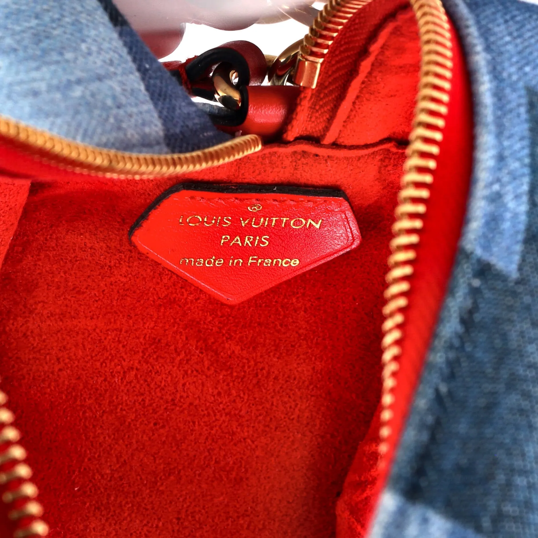Beach Pouch Damier and Monogram Patchwork Denim