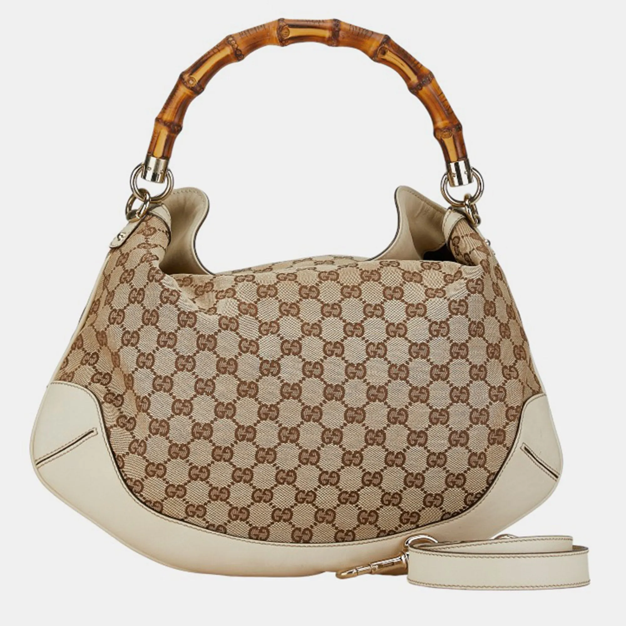 Beige GG Canvas Bamboo Top Handle Bag