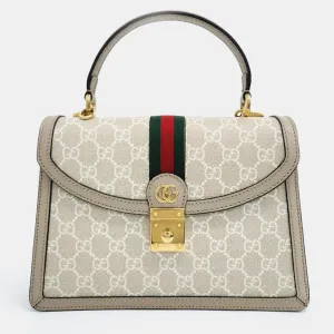 Beige GG Canvas Ophidia Top Handle Bag