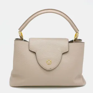 Beige Leather MM Capucines Top Handle Bag