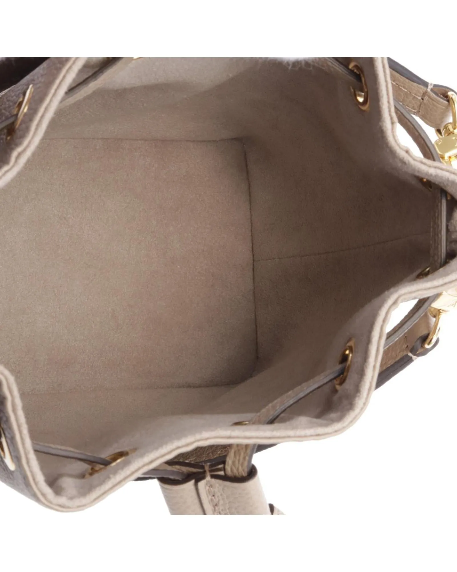 Bicolor Monogram Empreinte Leather Nano Noe with Drawstring Closure