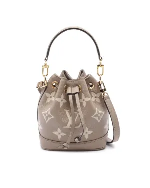 Bicolor Monogram Empreinte Leather Nano Noe with Drawstring Closure