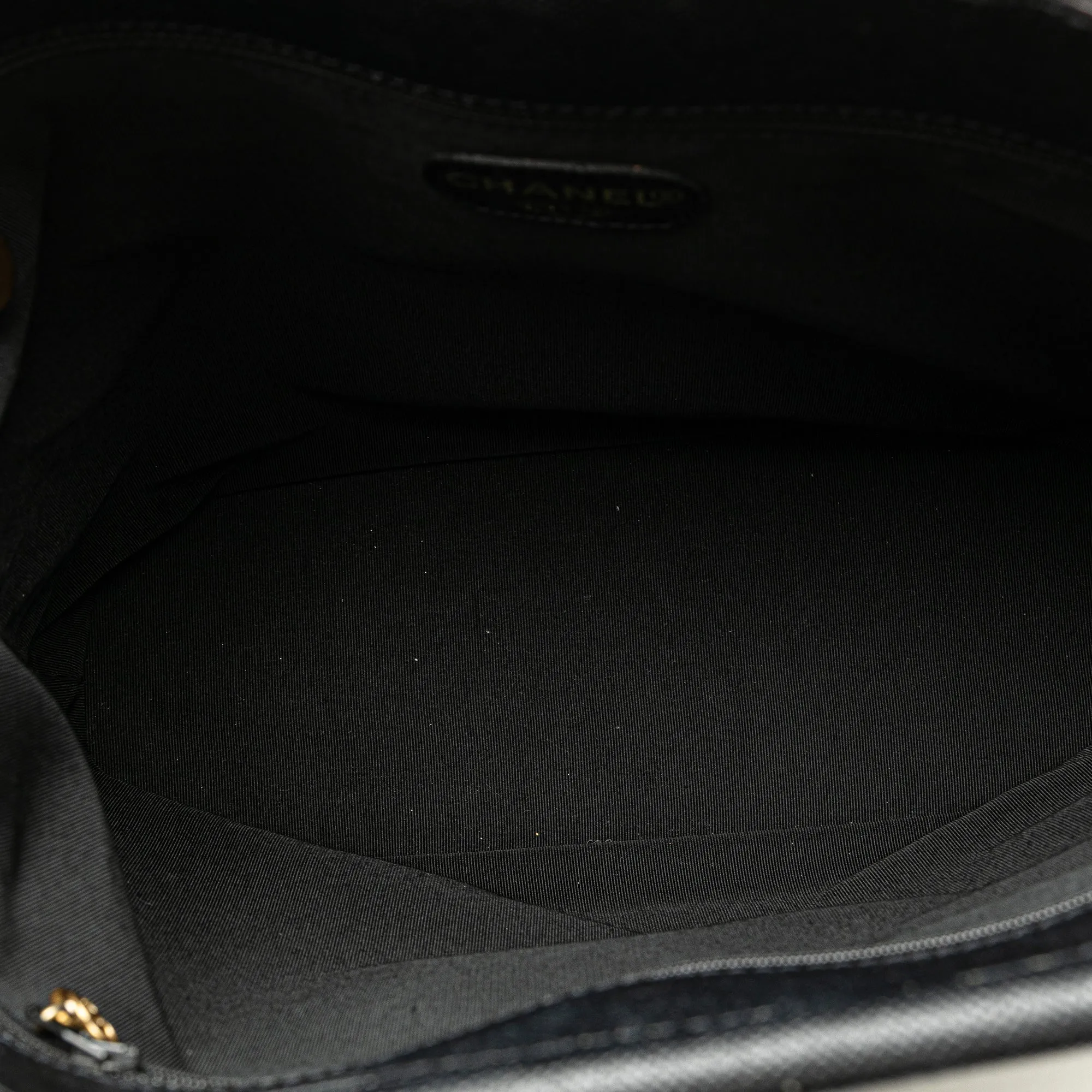 Black Chanel Caviar Tortoise Top Handle Tote