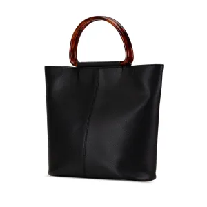 Black Chanel Caviar Tortoise Top Handle Tote